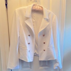 Cute double breasted, waffle knit jacket.